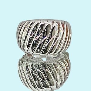 Indigo Falls Ring Ridges Sterling Silver Electroform Boho Minimalist Vacation
